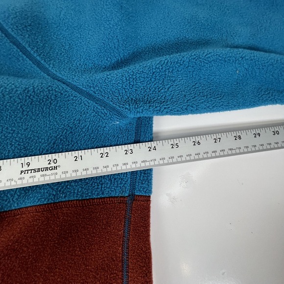 LL Bean Fleece Quarter‎ Zip Pullover Colorblock Blue Rust Men's Size L REG - Picture 9 of 12